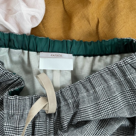 ENRICA Japan grey plaid wool drawstring straight trousers 38 - Picture 5 of 6